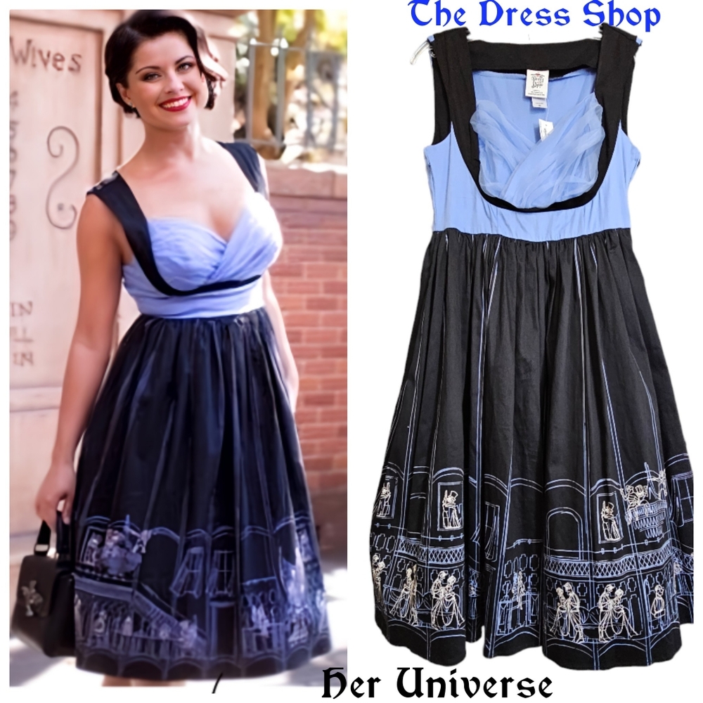 NWT Disneys Haunted Mansion Her Universe The Dress Shop Blue/Black Dress
